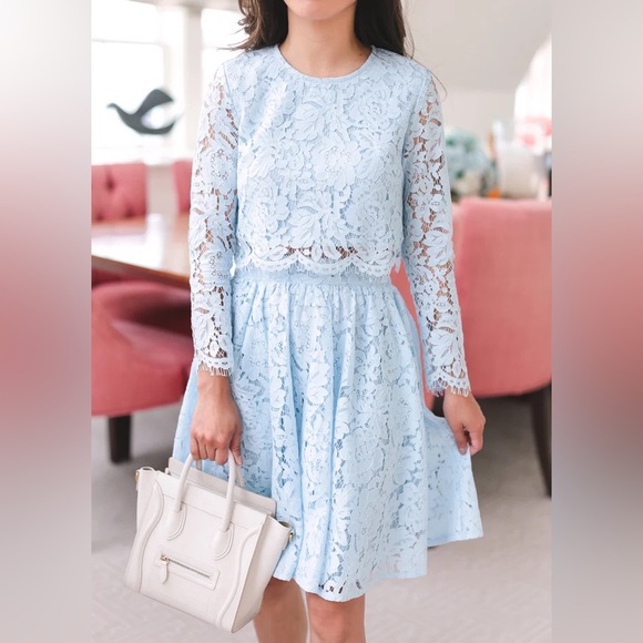 Chicwish Dresses & Skirts - Elegant Chicwish Blue Lace Two-Piece Set XS